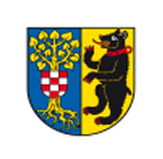 Gespaltenes Wappen: links blauer Grund mit goldenem Baum, dessen Stamm von einem rot-silbern geschachten Schild bedeckt ist; rechts goldener Grund mit aufgerichtetem schwarzem Bären mit roter Zunge und rotem Halsband.
